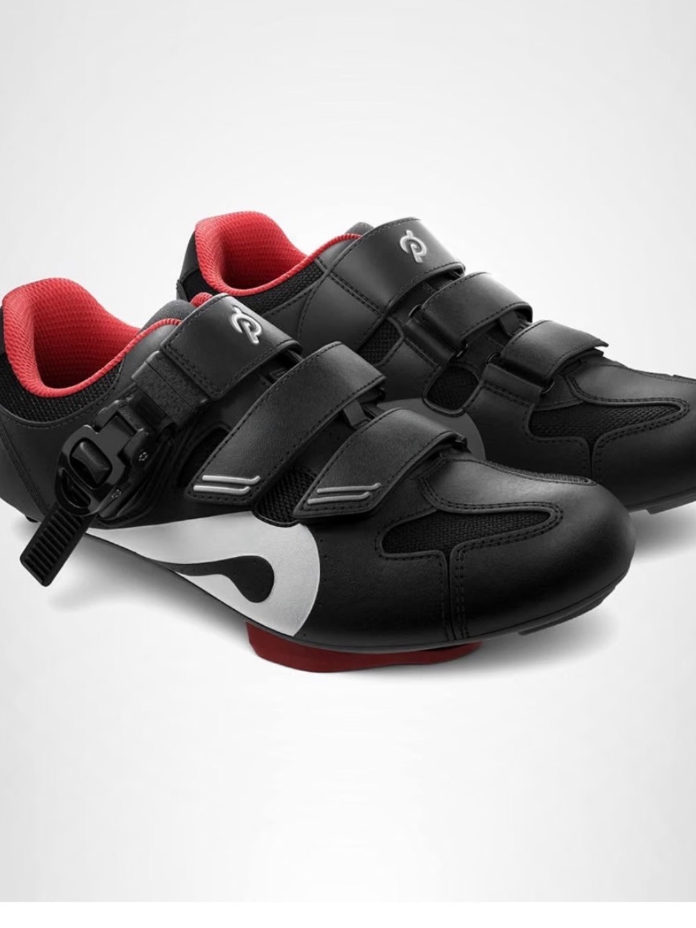 Peloton Black Cycling Shoes with Red Lining and White Accent
